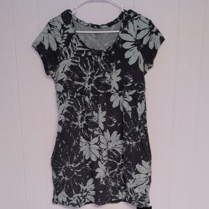 Sonoma Black and Mint Floral Dress